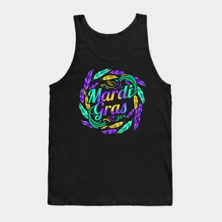 Lettering In A Circle Circule Of Feathers For Mardi Gras Tank Top